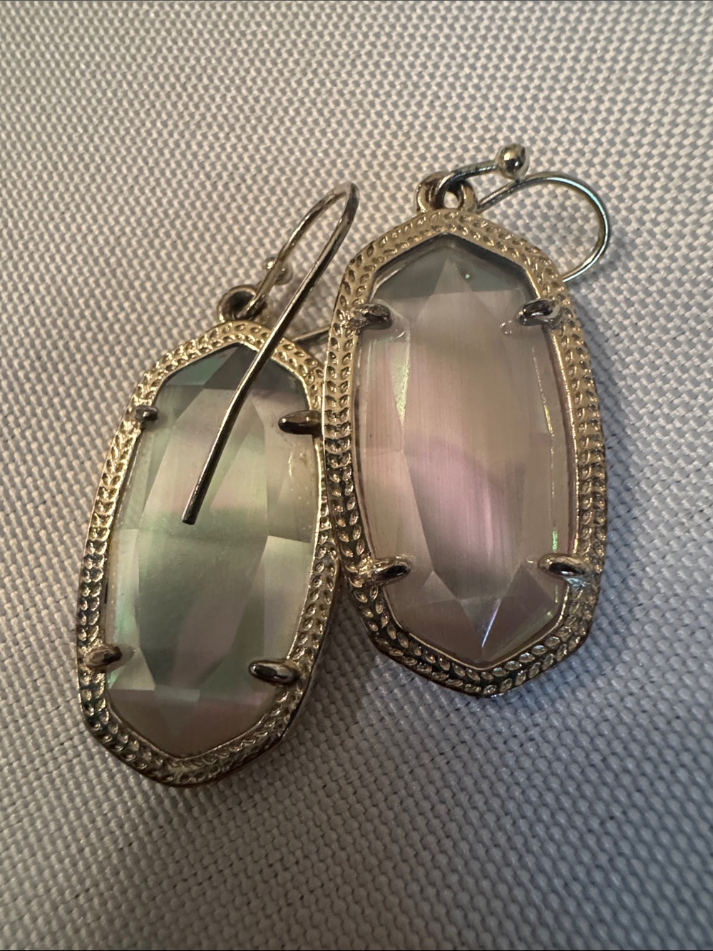 Kendra Scott Faceted Oval Rose-Opal Drop Earrings in Gold Tone